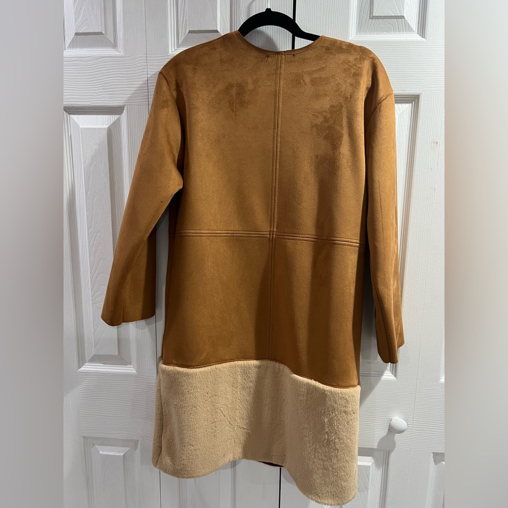 Zara Tan and Cream Teddy Jacket - Picture 3 of 3
